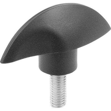 Kipp Wing Grip D=M06X15 15X25, 5, A=51, Form:L Thermoplastic, Black, Comp:Steel, Comp:Galvanized K0783.25006X15